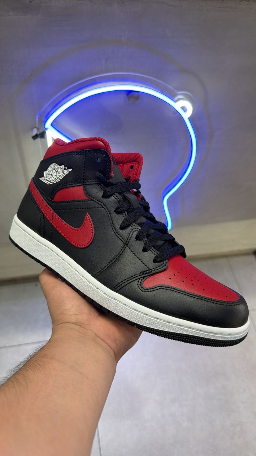Jordan 1 Mid Black Varsity Red